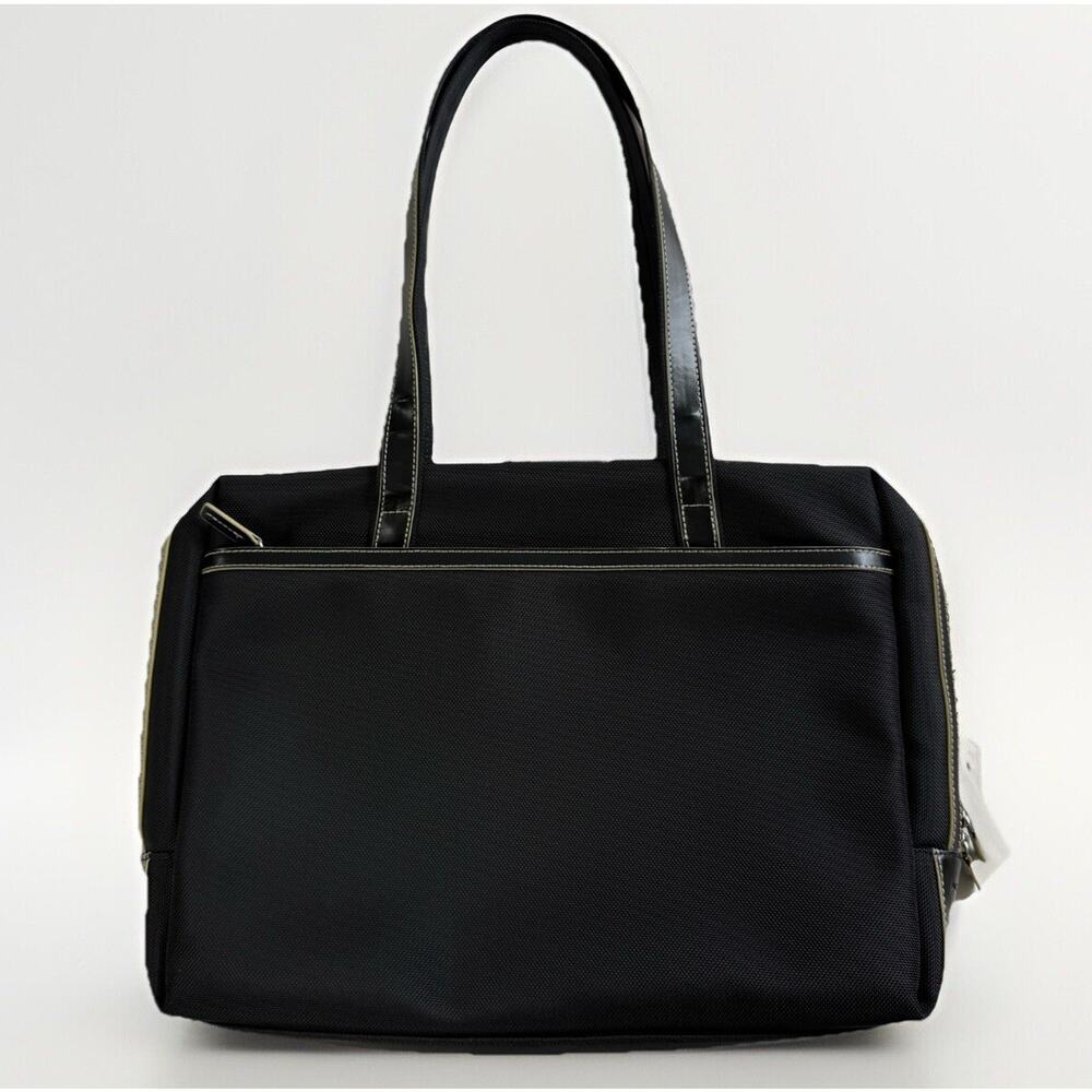 NWOT Jack Georges Italian Leather 3 Way‎ Tote Bag Travel Carry On Black Business